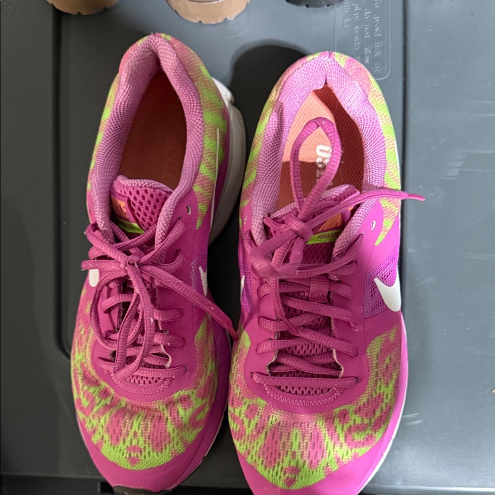 Nike Women's Vibrant Pink and Lime Athletic Shoes